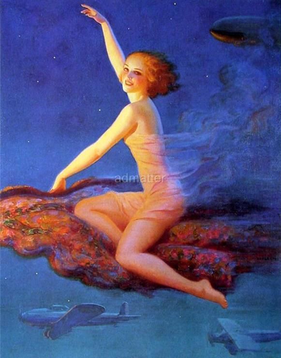 Edward Eggleston Pinup Flapper Girl Magic Carpet Rider