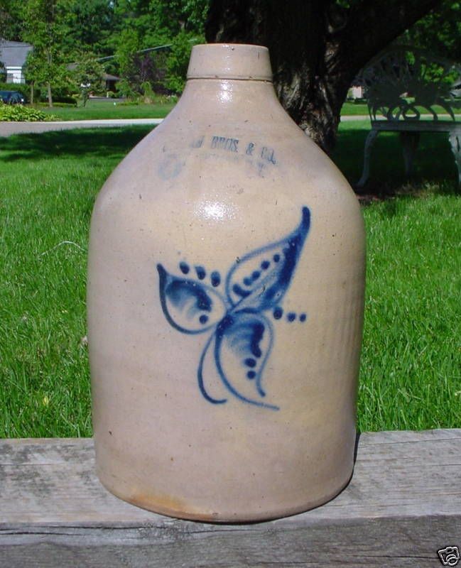 Ottman Bros Fort Edward Stoneware Jug w Floral