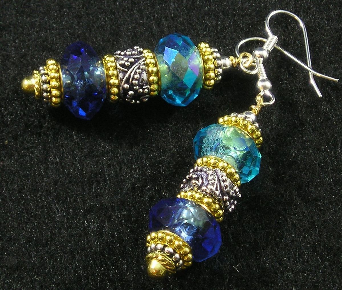  Turquoise Crystal Silver Gold Dangle Earrings Hypoallergenic