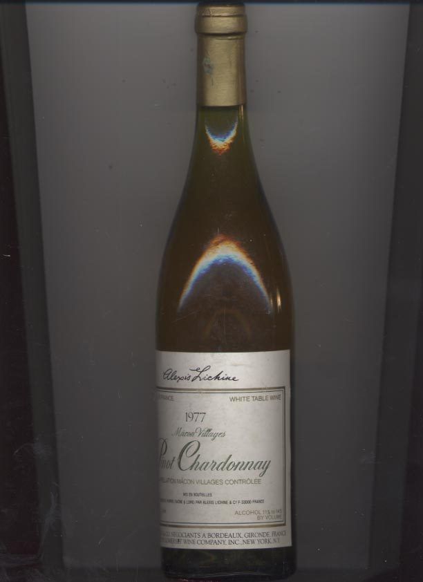 WINE EMPTY BOTTLE 1977 PINOT CHARDONNAY MACON VILLAGES BORDEAUX EMPTY