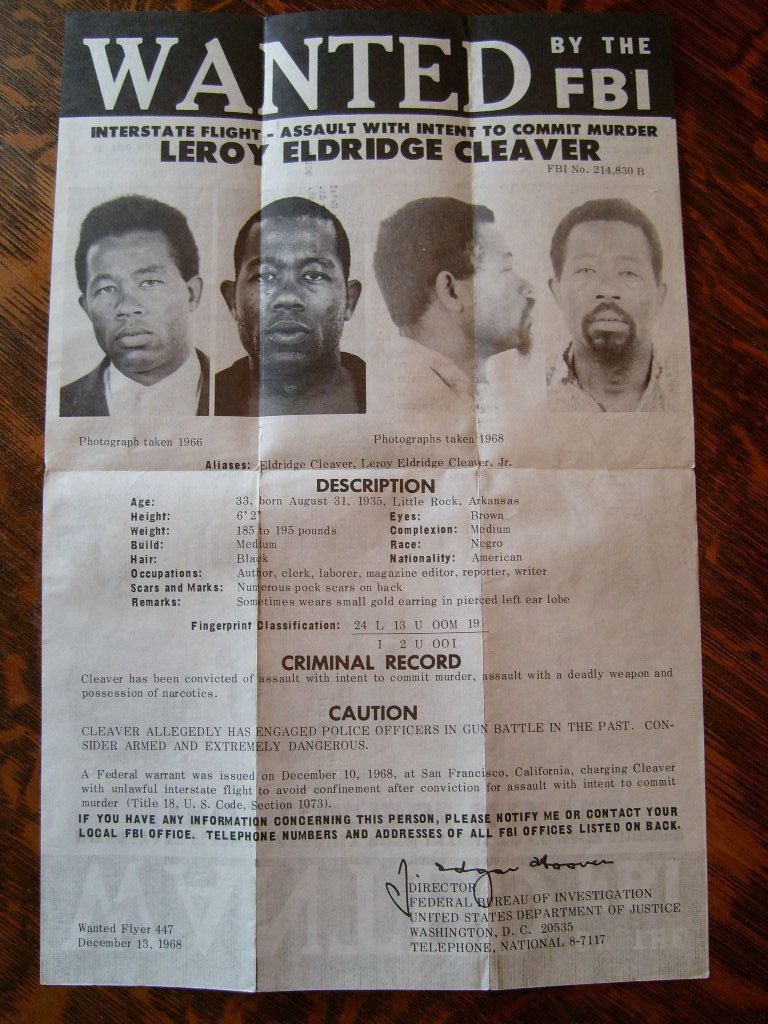 Leroy Eldridge Cleaver 1970 FBI Wanted Poster
