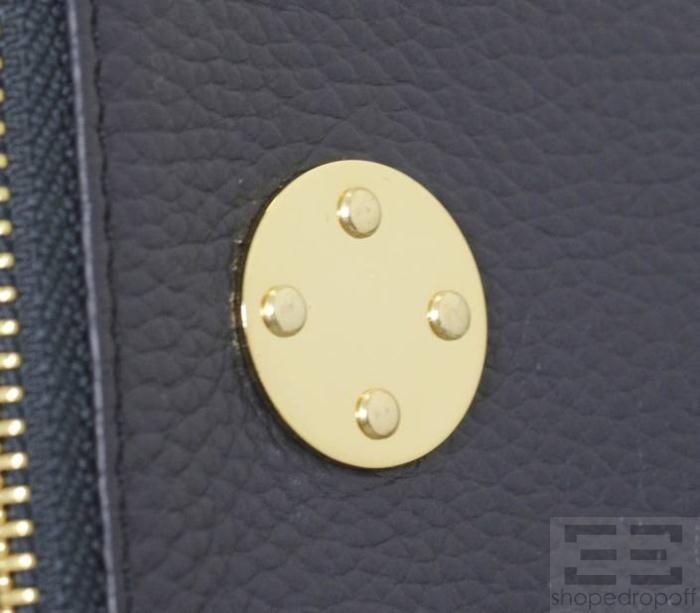 Onna Ehrlich Navy Pebbled Leather Zip Pouch NEW