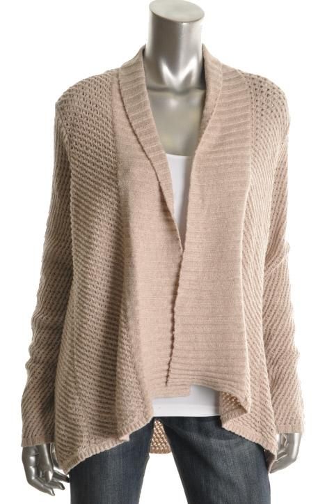 Eileen Fisher New Beige Crochet Shawl Collar Cardigan Sweater Petites