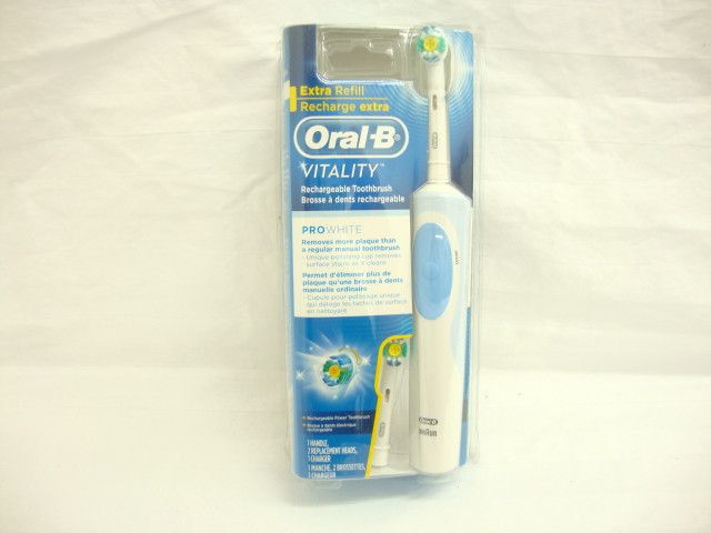  Vitality Pro White Rechargeable Electric Toothbrush, Removes Plaque