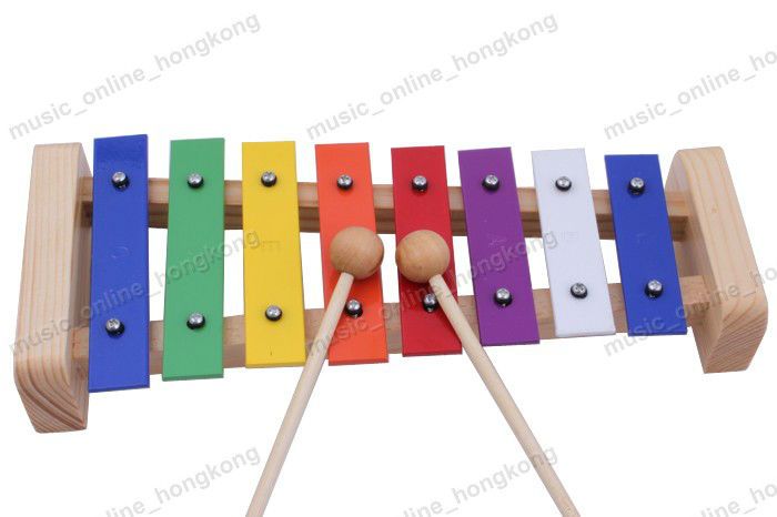 Wood frame Glockenspiel Xylophone 8 Notes musical instrument toy