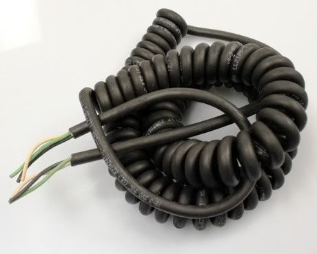   10 15 2 12ft SVO Coiled Retractable 18AWGx3 Conductor AC Power Cord