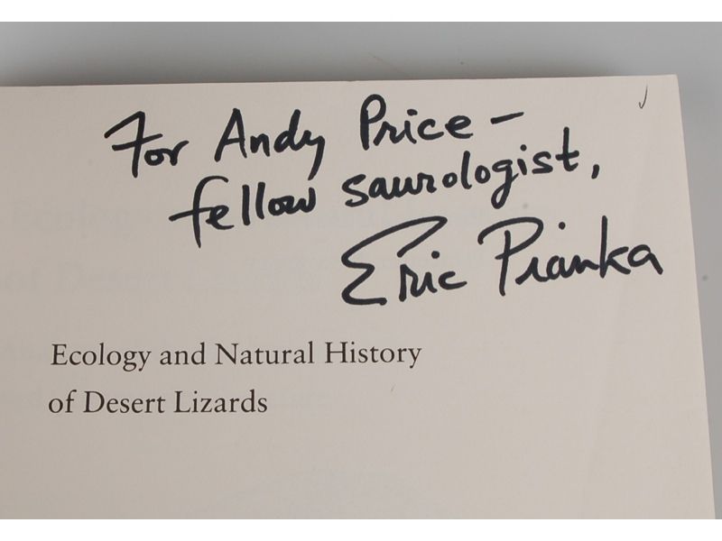 Inscribed For Andy Price   Fellow Saurologist, Eric Pianka