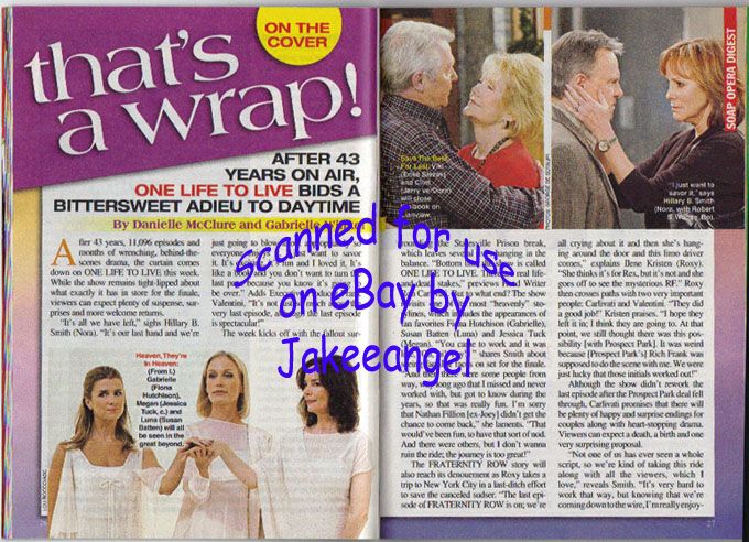 One Life to Live Soap Opera Digest Goodbye Oltl Tribute Special