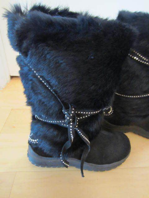 BLUMARINE BLACK PONY HAIR FUR BOOTS W CRYSTALS PEARLS FULLY LINED SZ