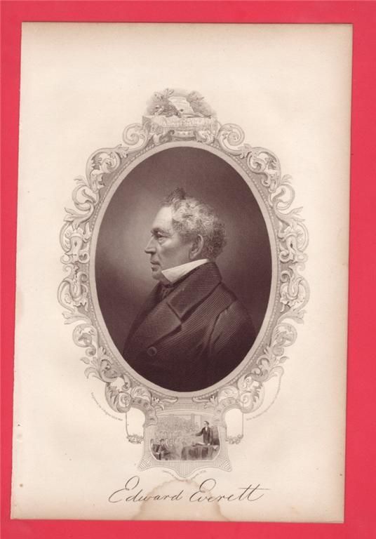 1856 Engraving Print Edward Everett WH Bartlett