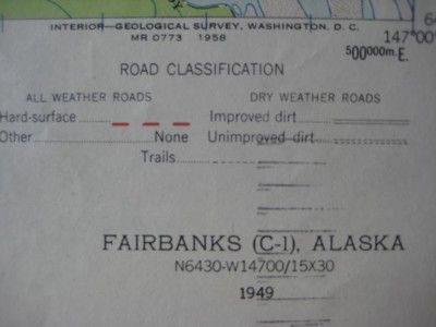 1949 USGS Topo Map Fairbanks Alaska Eielson Air Force Base Richardson