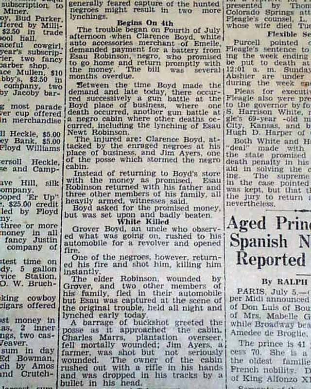 Emelle Al Alabama Sumter County Co Race Riot Negroes 1930 Newspaper