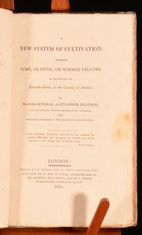 1820 A New System of Cultivation Alexander Beatson First Edition