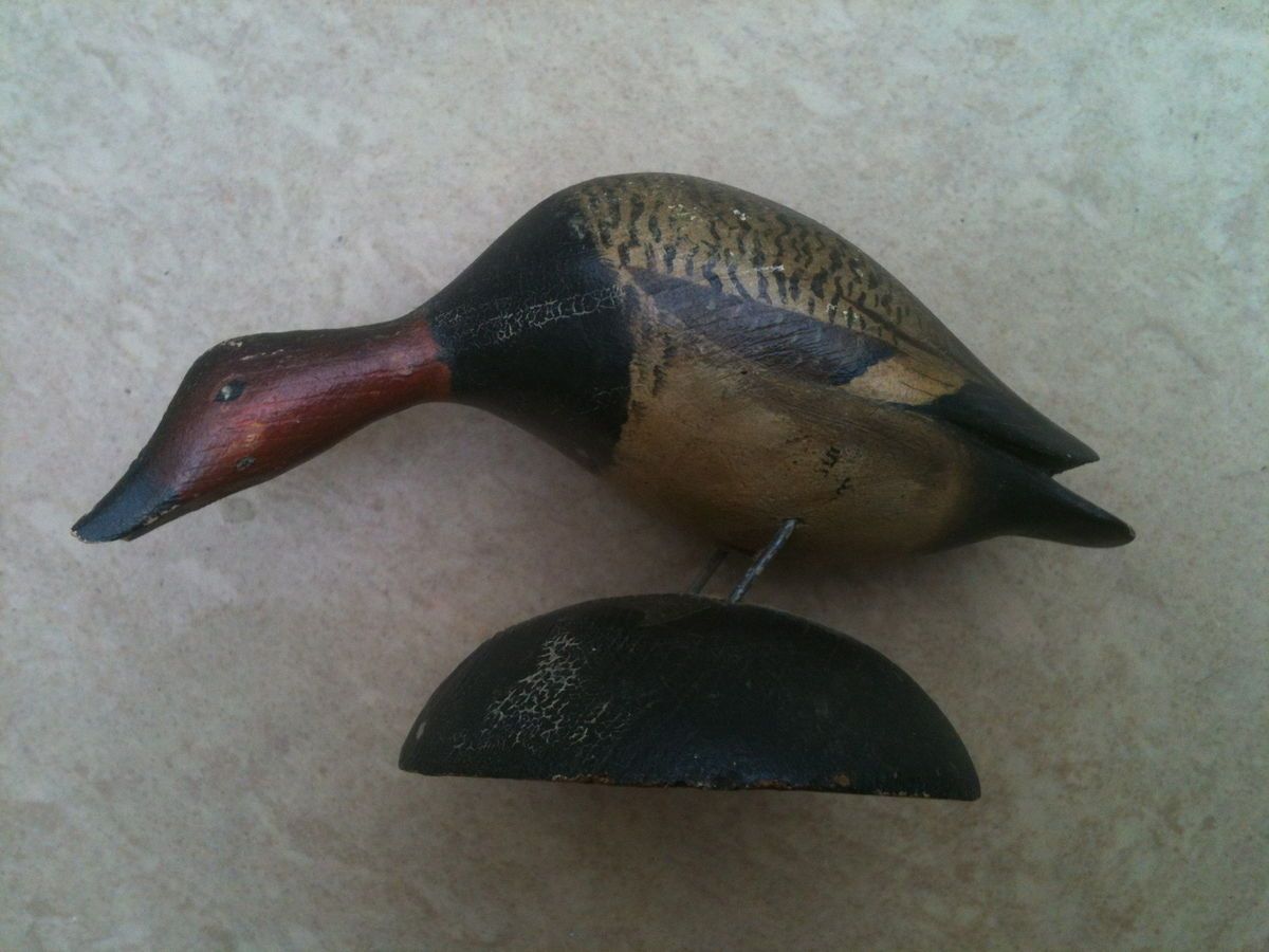 ELMER CROWELL MASS SIGNED MINI CANVASBACK FEEDER HISSING DRAKE