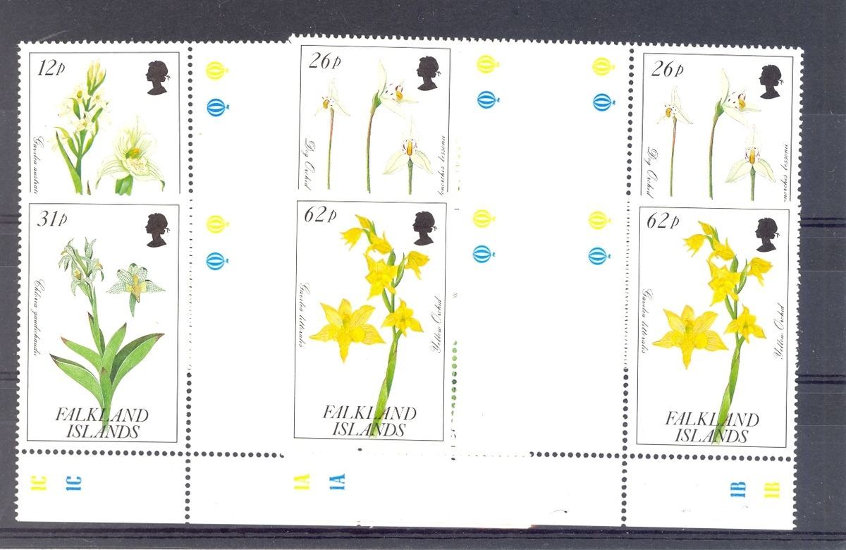 Falkland Island 1991 Orchids Set SG 629 32 Gutter Pairs MNH