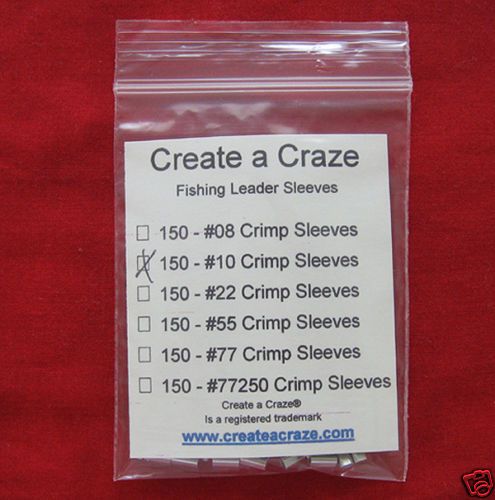 Packs of 150 Aluminum Fishing Crimps Sleeves Size 10