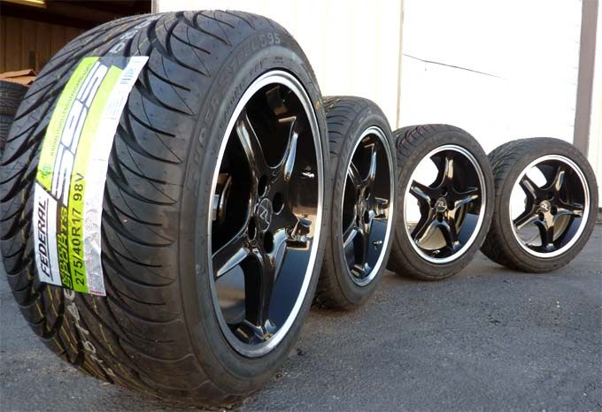Black Mustang ® Cobra R Style Wheels 17x8 17x10 Tires 17 inch 1979