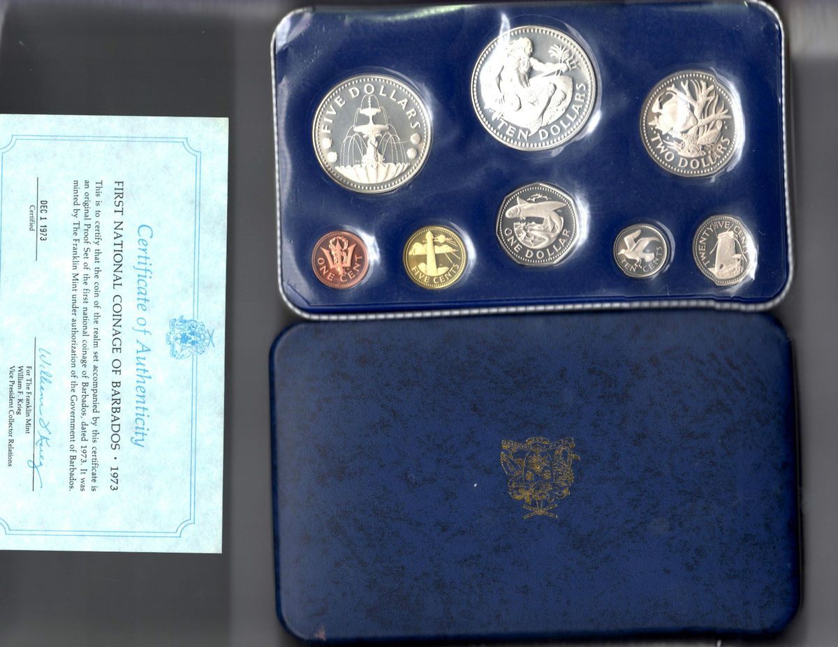 1973 First National Coinage of Barbados Proof Set  Ba