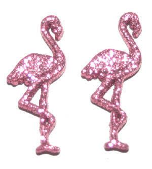 Glitter Pink Flamingo Stud Earrings S237