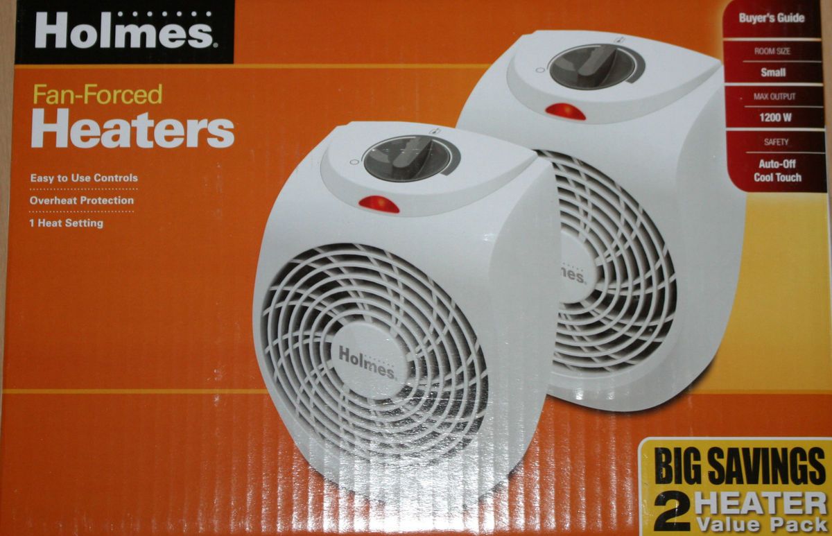 Pack of Holmes Fan Forced Heaters 1200 Watts Heats a Small Room NIB
