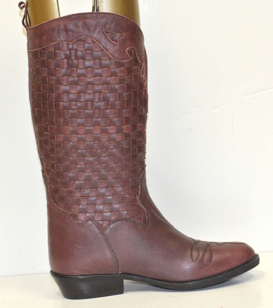 Farylrobin Rocker Bordo Leather Cow Boy Boots Woman 5 5