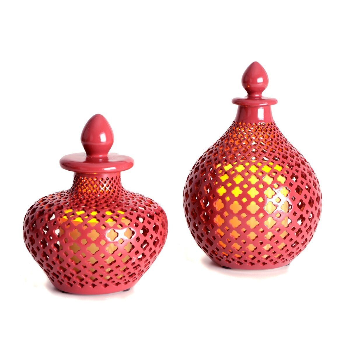 Flameless Candles LED Cranberry Apothecary Urn Set of 2 W Timer Gothic