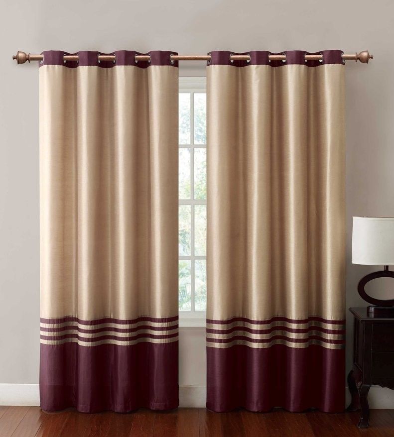 Barclay Red Gold Grommet Window Curtain Panel Faux Silk