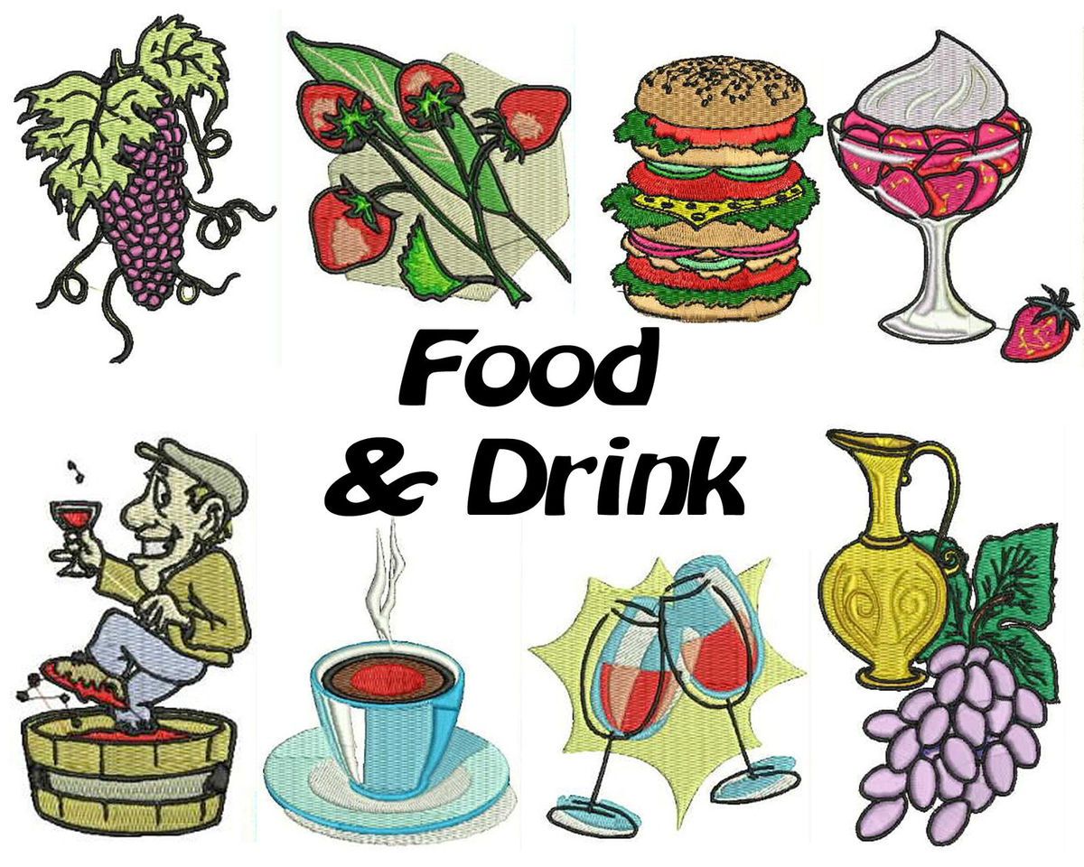 125+ Food & Drink Machine Embroidery Designs Sets Brother Husqvarna