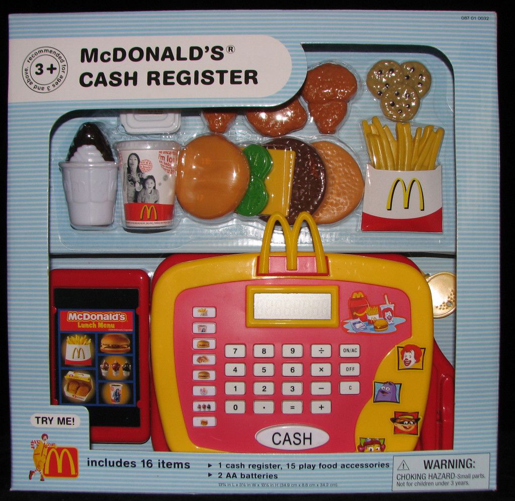 New McDonalds Cash Register with 15 Play Food Items