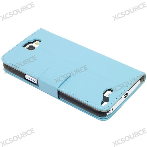 PU Flip Leather Case For Samsung Galaxy Note 2 N7100 N7105 Stand Blue