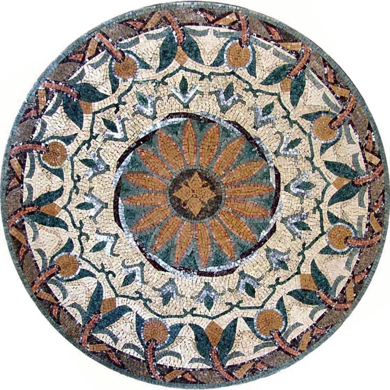 Medallion Mosaic Pattern Tile Stone Art Floor Tabletop