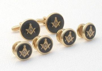  Masons Cufflink and Stud Set Black Face