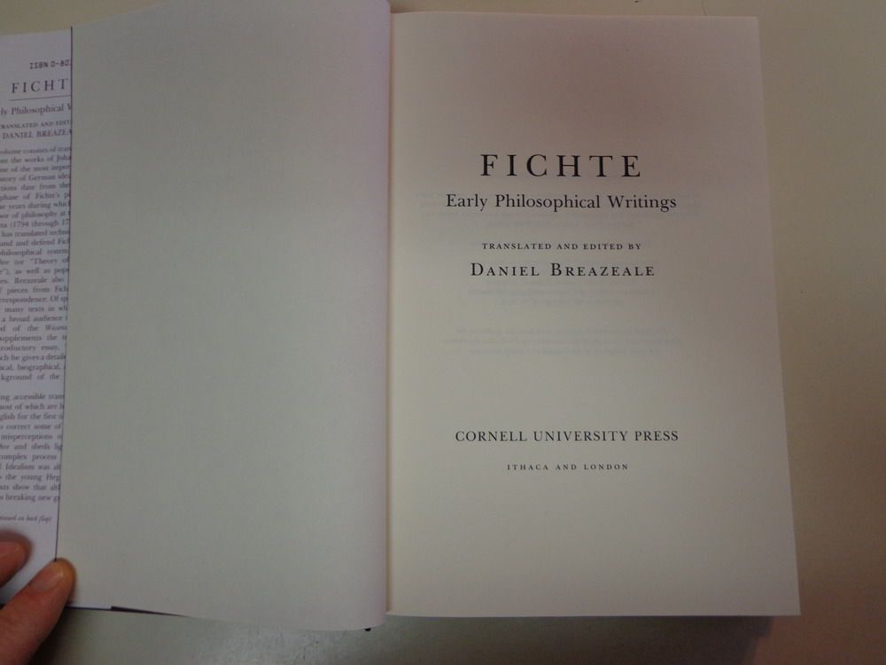 Johann Fichte Early Philosophical Writings 1988 Daniel Breazeale