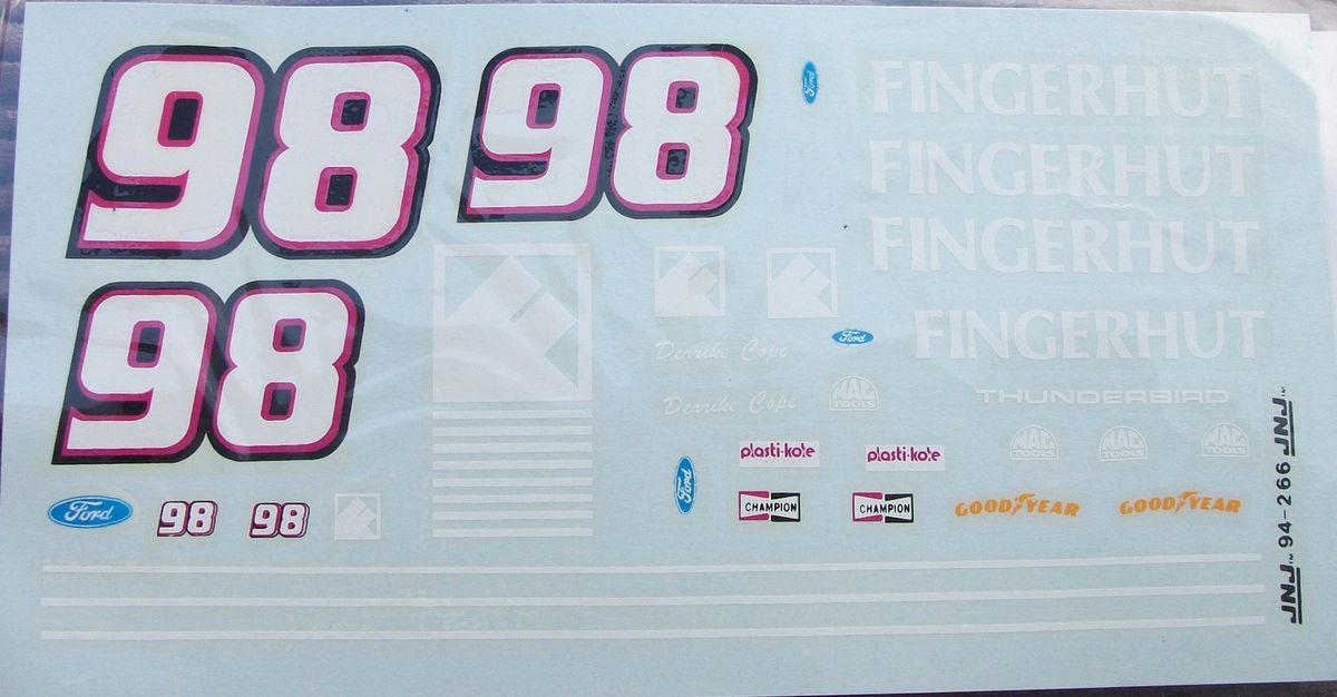 JNJ 1994 Derrick Cope 98 FINGERHUT Ford Thunderbird Decal 1 24 1 25