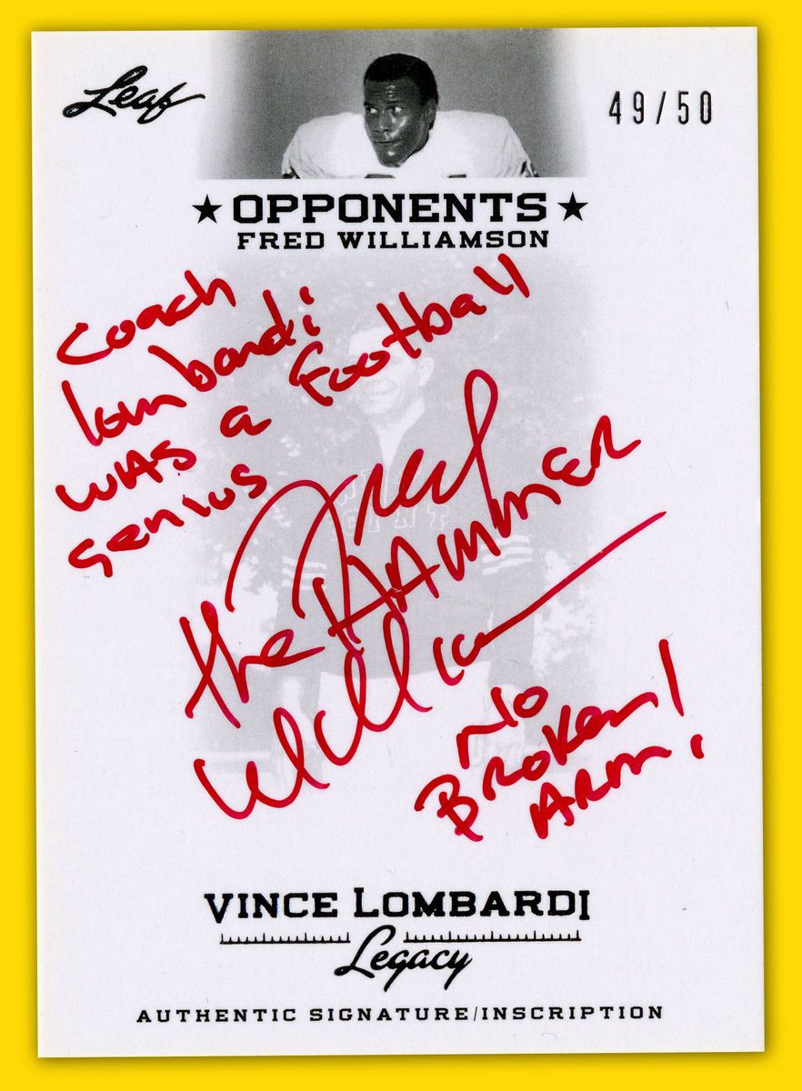 Fred Williamson 49 50 AUTO Inscription 2012 Leaf Vince LOMBARDI Legacy