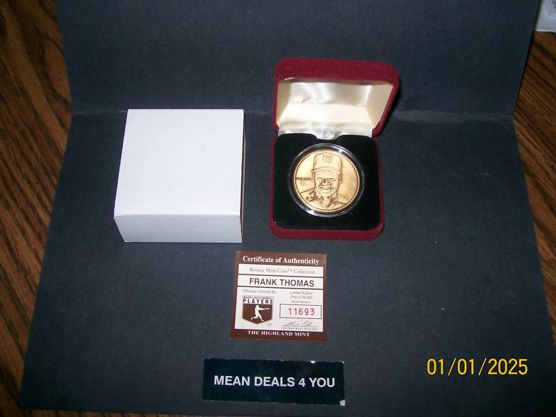 Frank Thomas Highland Mint Bronze Medallion w COA Box