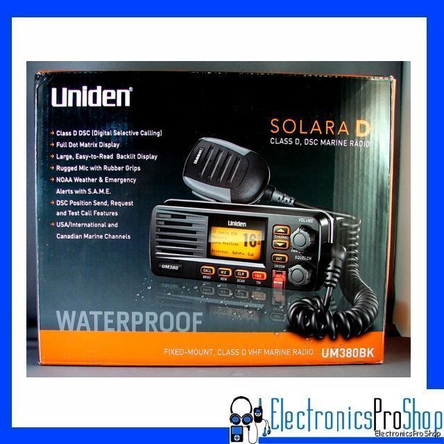 Uniden UM380BK Black Fixed Mount Class D VHF 2 Way Marine Radio NOAA S