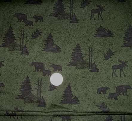 YARDS OF DARK GREEN COTTON BY HOLLY TAYLOR WITH A FOREST PRINT
