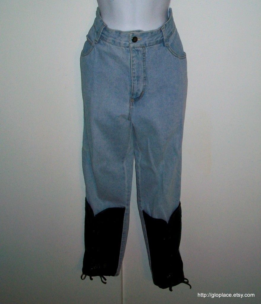 Vintage Fredericks Of Hollywood Pleather Lace Up Panel Jeans