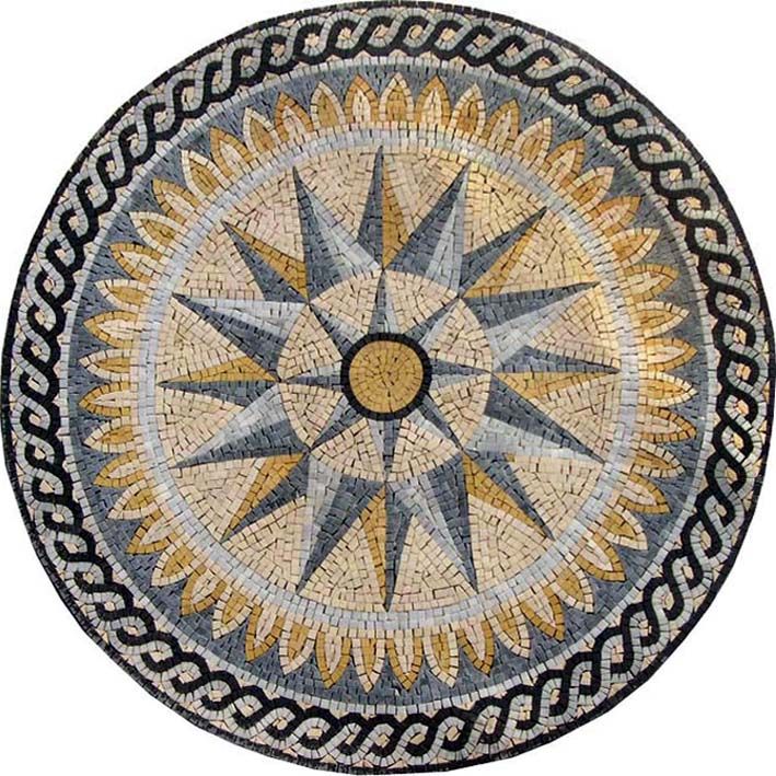 Medallion Mosaic Pattern Tile Stone Art Floor Tabletop