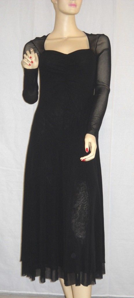 Gaultier Fuzzi Black Long Sleeve Mesh Dress Small