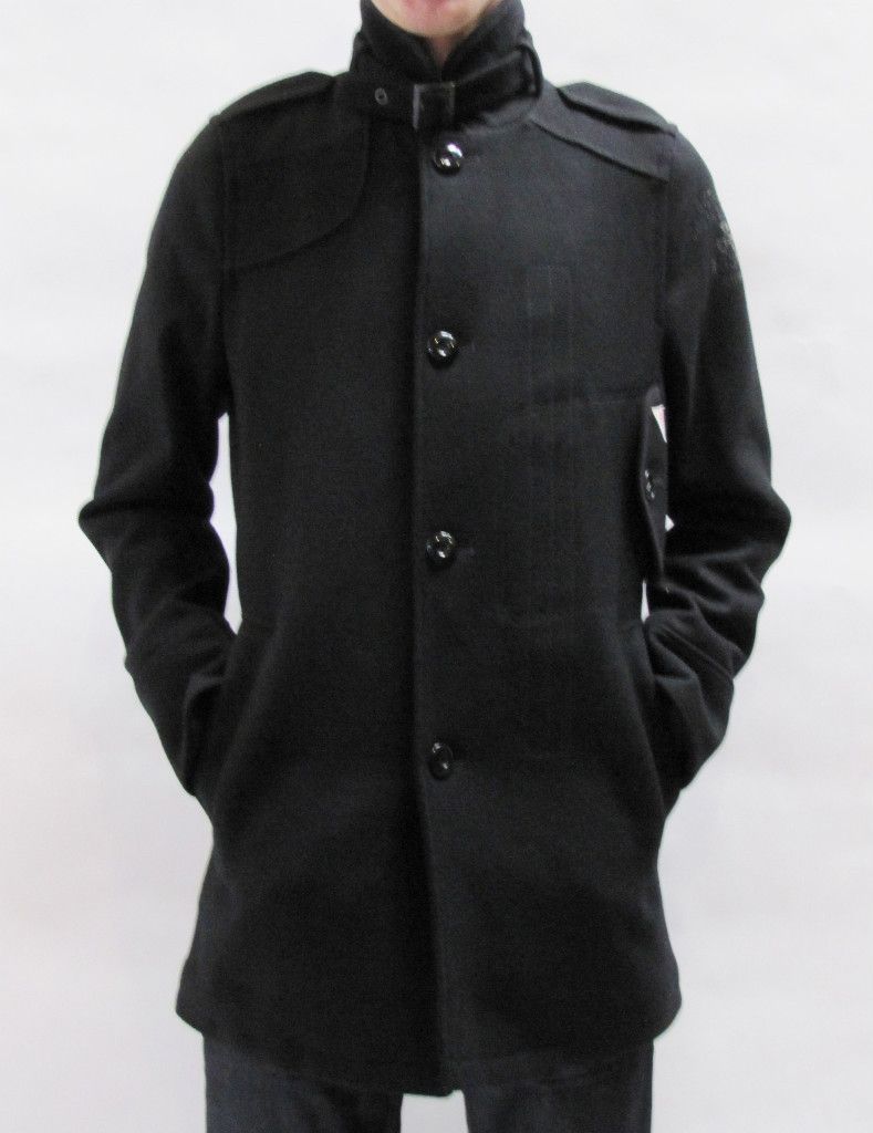 Star Jacket Decoy Wool Garber Trench Black Men $395 BNWT