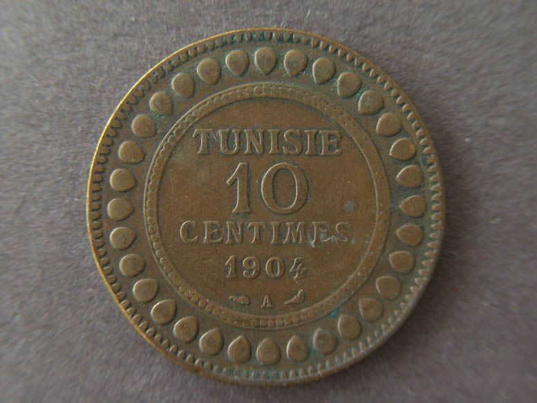 1904 french tunisia 10 centimes bronze