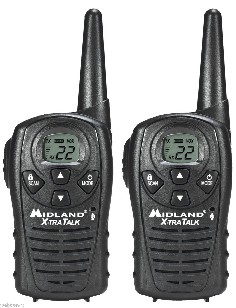 MIDLAND LXT118 18 MILE 2 TWO WAY RADIOS WALKIE TALKIES FRS GMRS PAIR