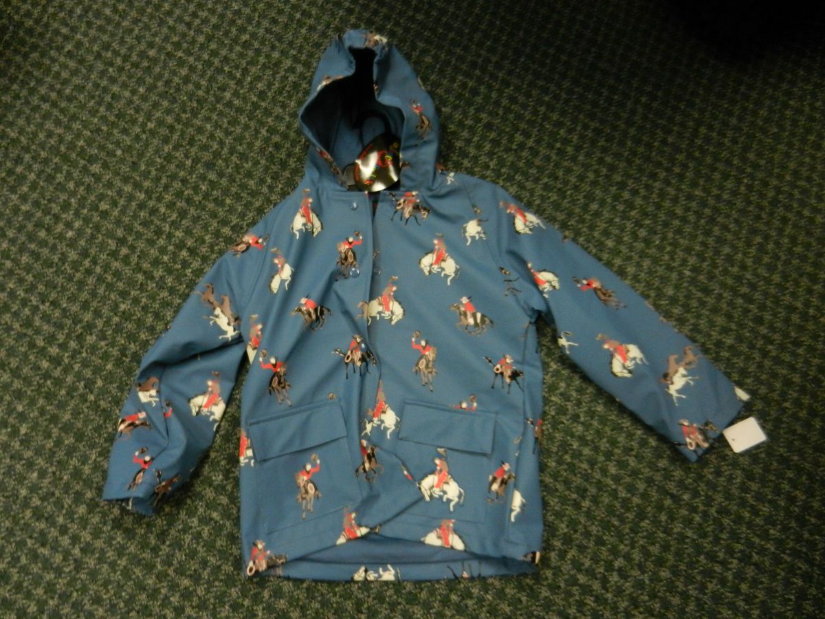 Foxfire for Kids 601 Raincoat Cowboy Horses Blue 20 Buckaroos Sizes 6