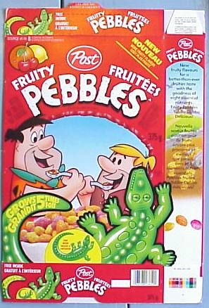 this is for one 1992 canada post fruity pebbles cereal box box is