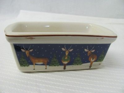 Garden Ridge Food Safe Ceramic Small Bread Loaf Christmas Rein Deer