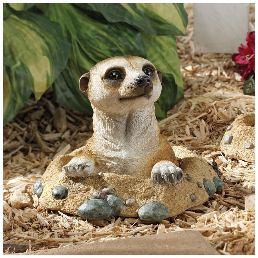  Desert Meerkat Burrow Manor Peeking Out Garden Statue Sculpture