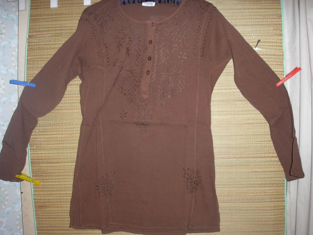 Brown Kurta Embroid Funky People Tunic Top Tops XL