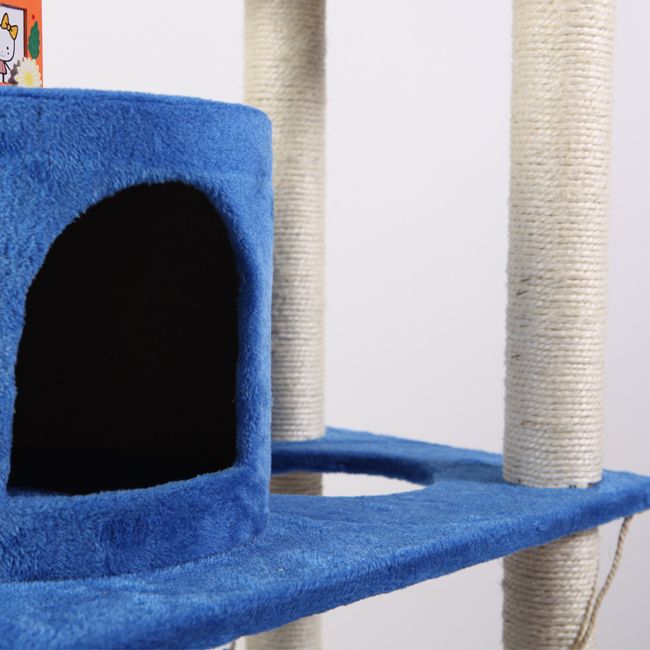 57 Cat Tree Condo House Scratcher Pet Furniture Bed 04 BLUE